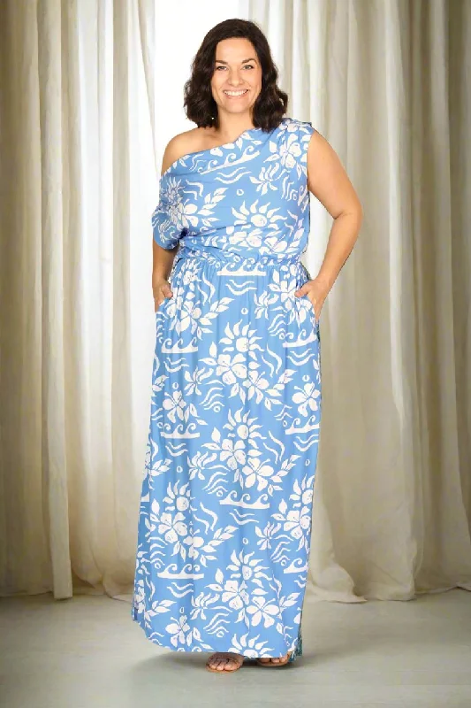 Alice Drop Shoulder Maxi Dress in Blue Horizon