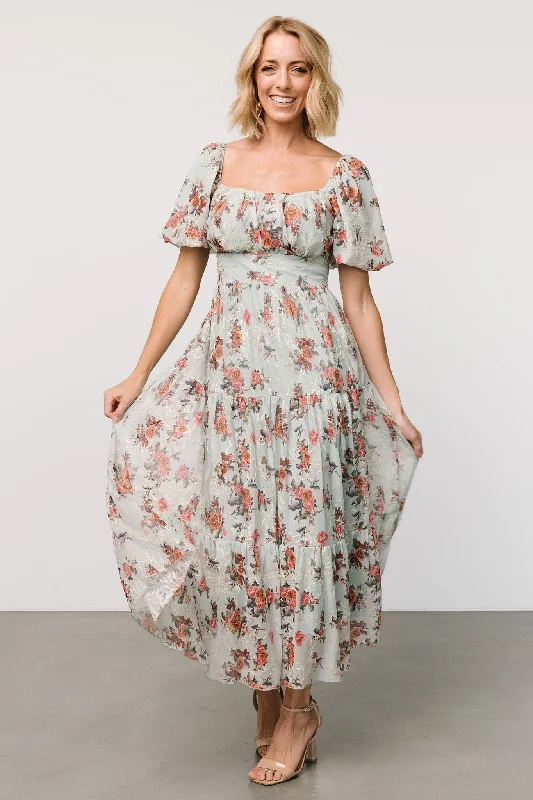 Annabeth Midi Dress | Eucalyptus Floral