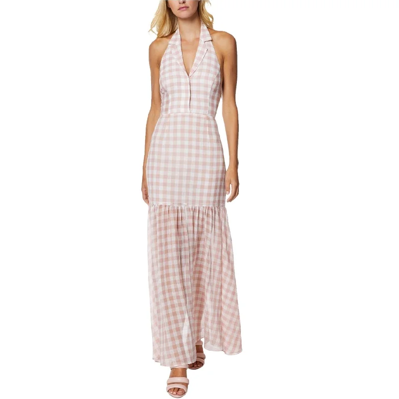 Avec Les Filles Womens Gingham Maxi Dress, Pink, 14