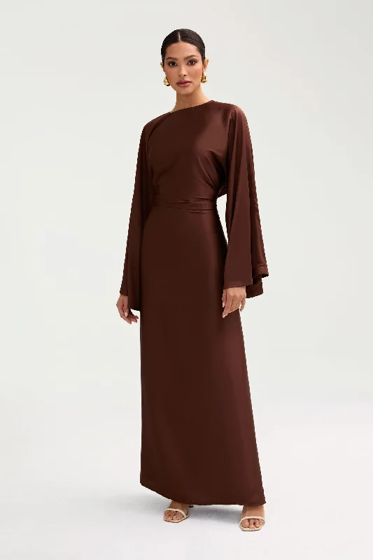 Batool Satin Maxi Dress - Chocolate