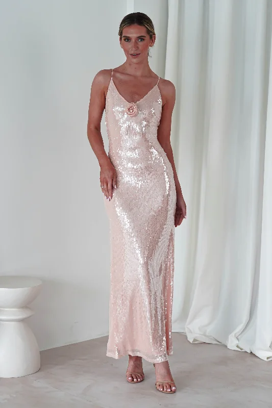 Ellba Sequin Maxi Dress | Peach