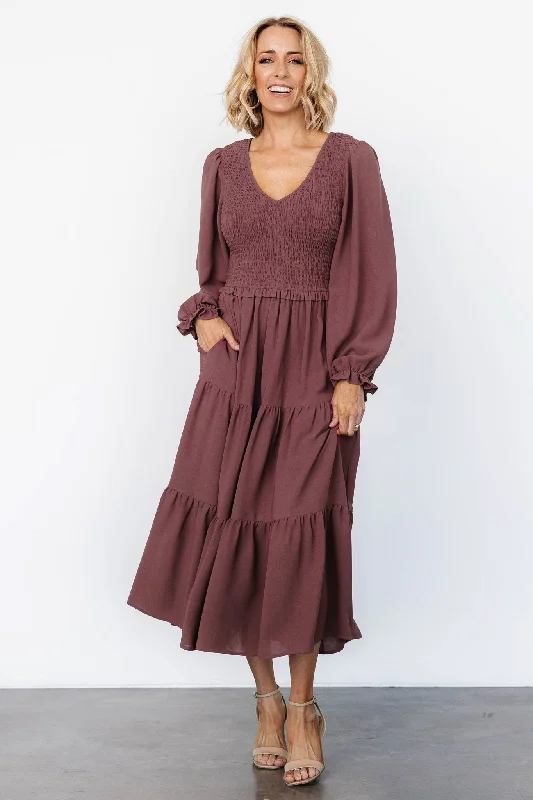 Endsley Smocked Midi Dress | Mauve