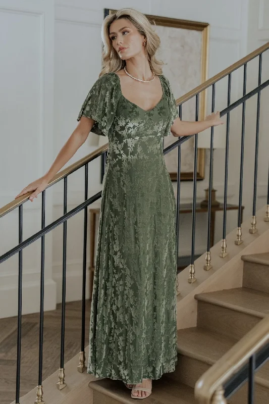 Everley Velvet Maxi Dress | Dark Sage