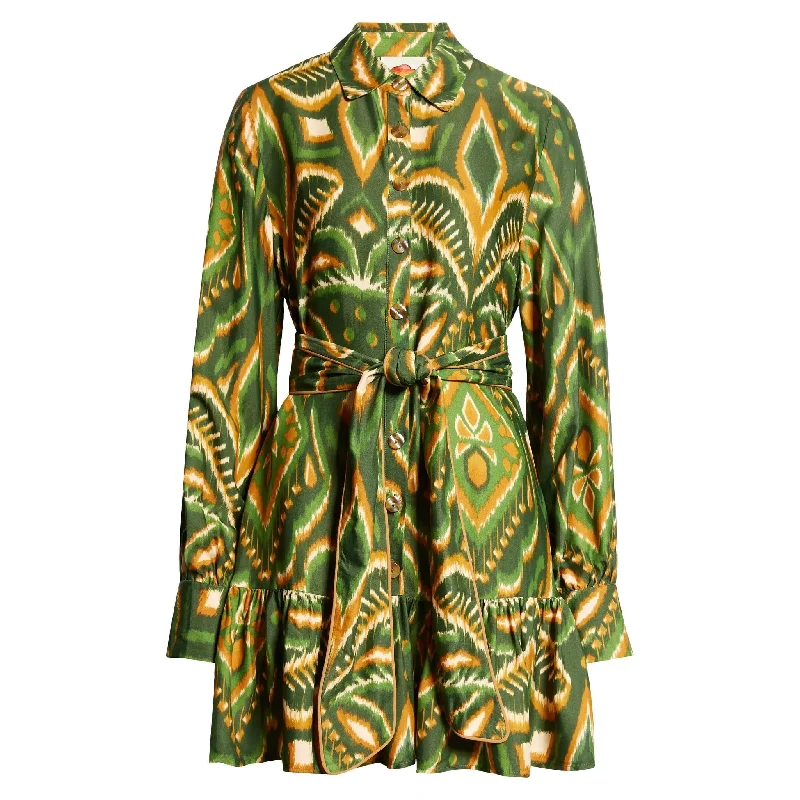 Farm Rio Women's Pineapple Ikat Green Mini Dress