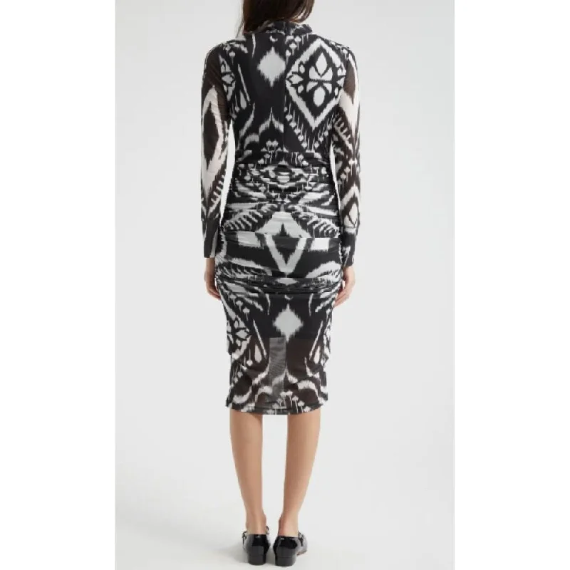 Farm Rio Women's Tulle Midi Dress, Pineapple Ikat Black