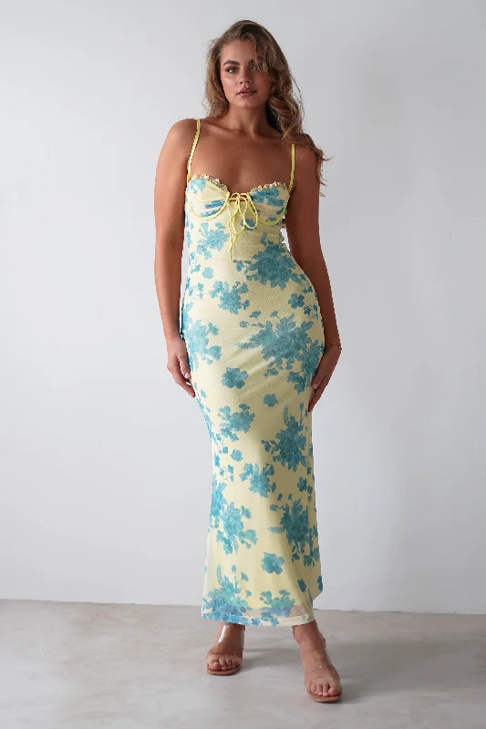 Francesca Bodycon Maxi Dress | Yellow Print