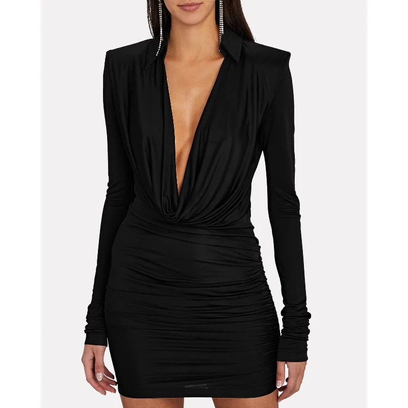 Gauge81 Utena Black Draped Mini Dress