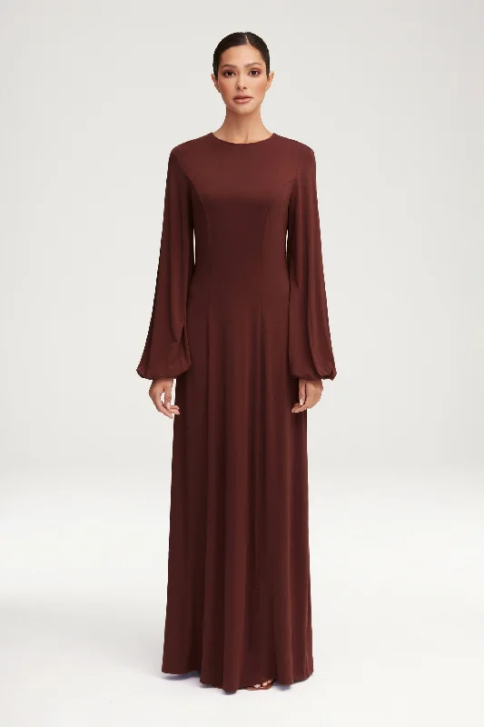 Hayat Jersey Princess Seam Maxi Dress - Chocolate