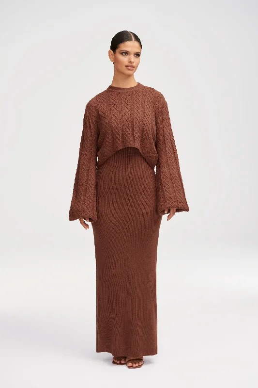 Heather Knit Maxi Dress and Top Set