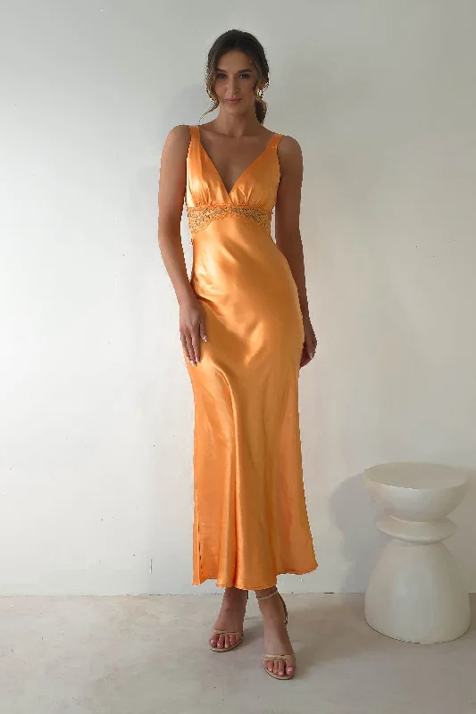 Juliette Soft Satin Maxi Dress | Mango/Orange