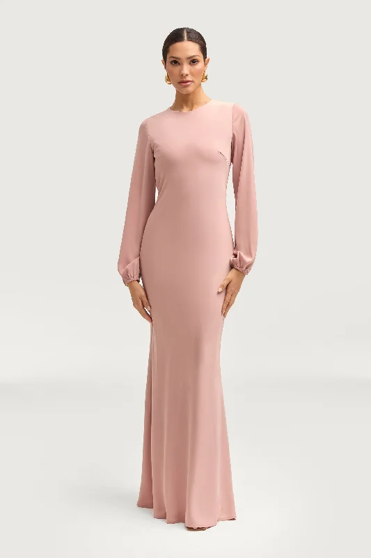 Kamila Satin Maxi Dress - Blush