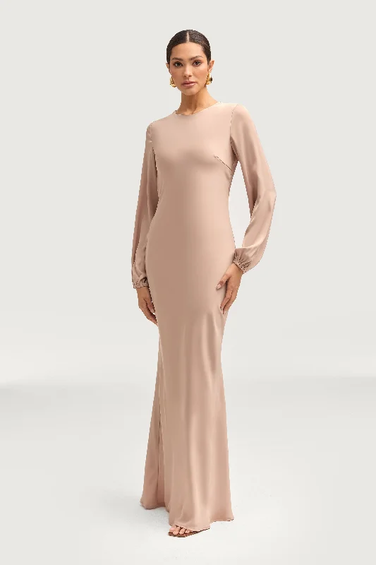 Kamila Satin Maxi Dress - Caffe