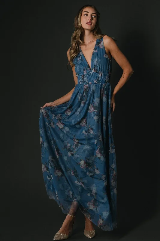 Kamila Tulle Maxi Dress | Blue Multi Floral