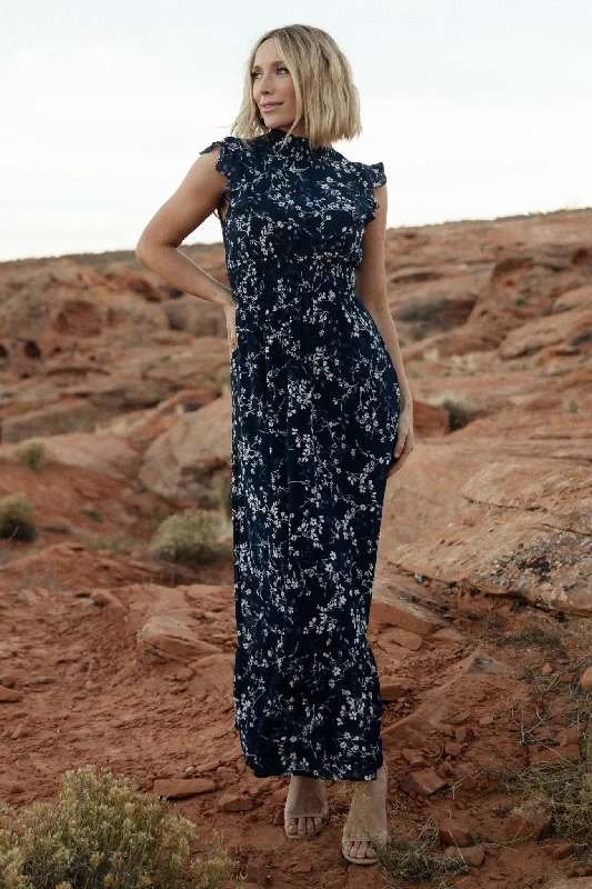 Kearny Ruffle Maxi Dress | Blue Floral