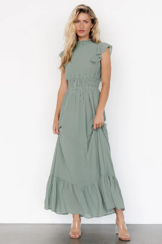 Kearny Ruffle Maxi Dress | Eucalyptus