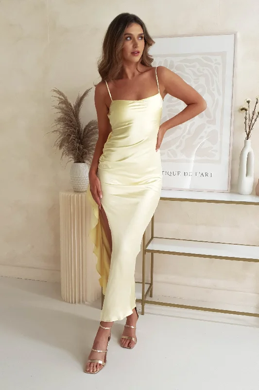 Kobi Satin Maxi Dress | Yellow