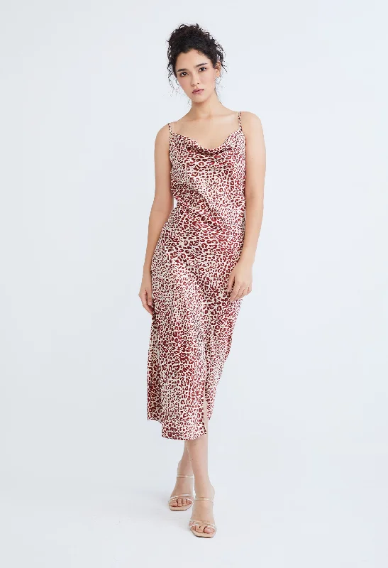 Leopard Spotted Midi Slip Dress