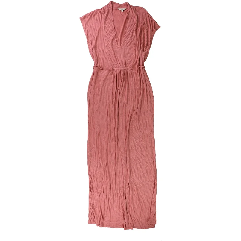 Lucky Brand Womens Ribbed Maxi Dress, Pink, Small