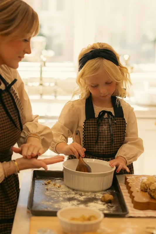 Mini Ivy Apron in Maple Brown Gingham Cotton