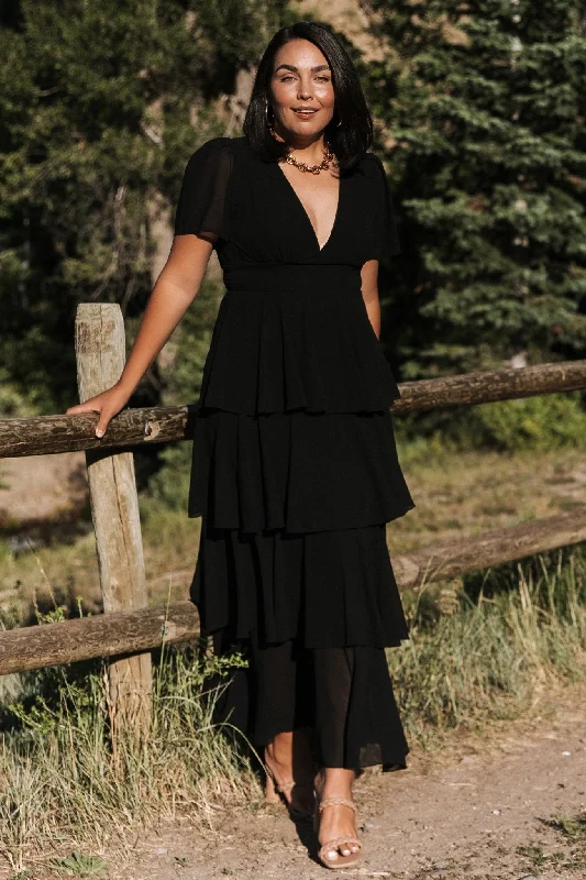 Montaigne Ruffle Maxi Dress | Black