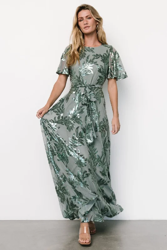 Muse Sequin Maxi Dress | Eucalyptus