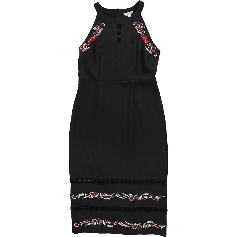 Nanette Lepore Womens Embroidered Midi Dress, Black, 8