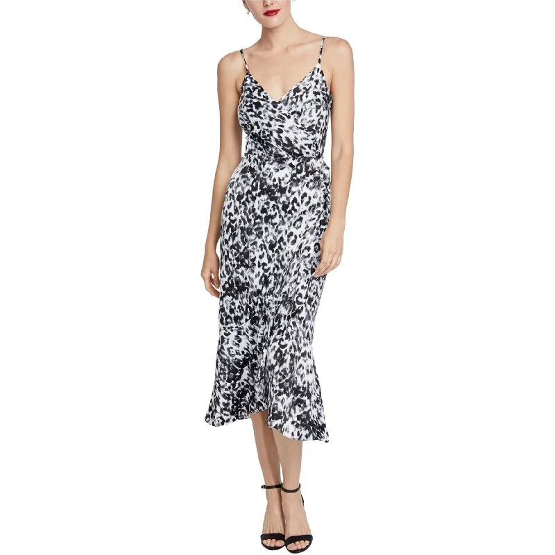 Rachel Roy Womens Animal Print Midi Dress, White, 2