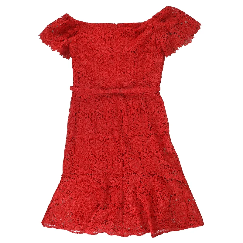 Ralph Lauren Womens Lace Midi Dress, Red, 10