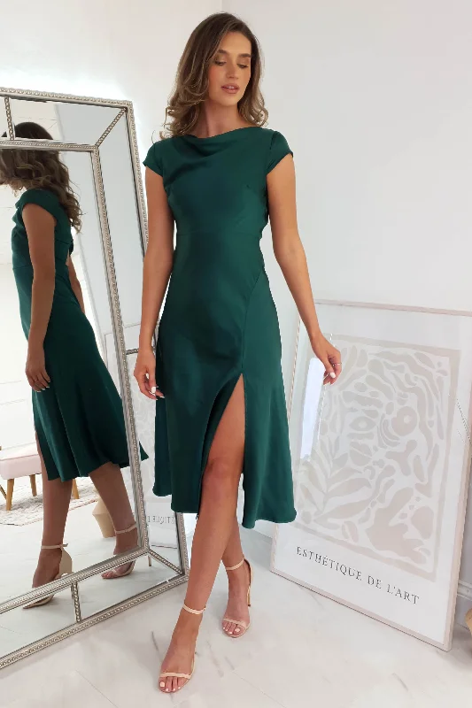 Ranela Twist Back Detail Midi | Emerald Green