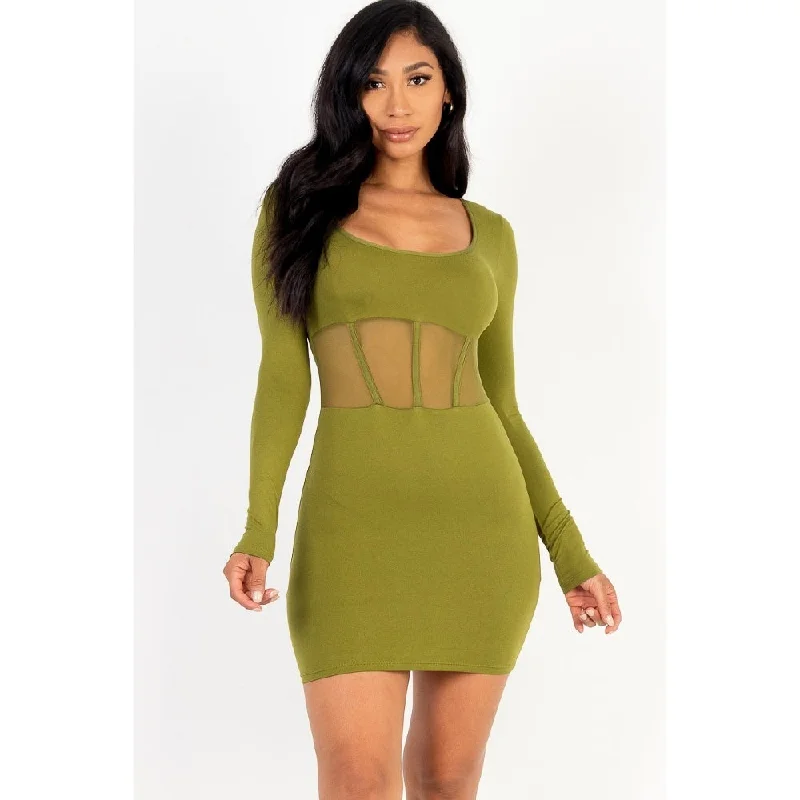 Square Neck Mesh Corset Mini Dress, Comfortable and Perfect for Any Occasion