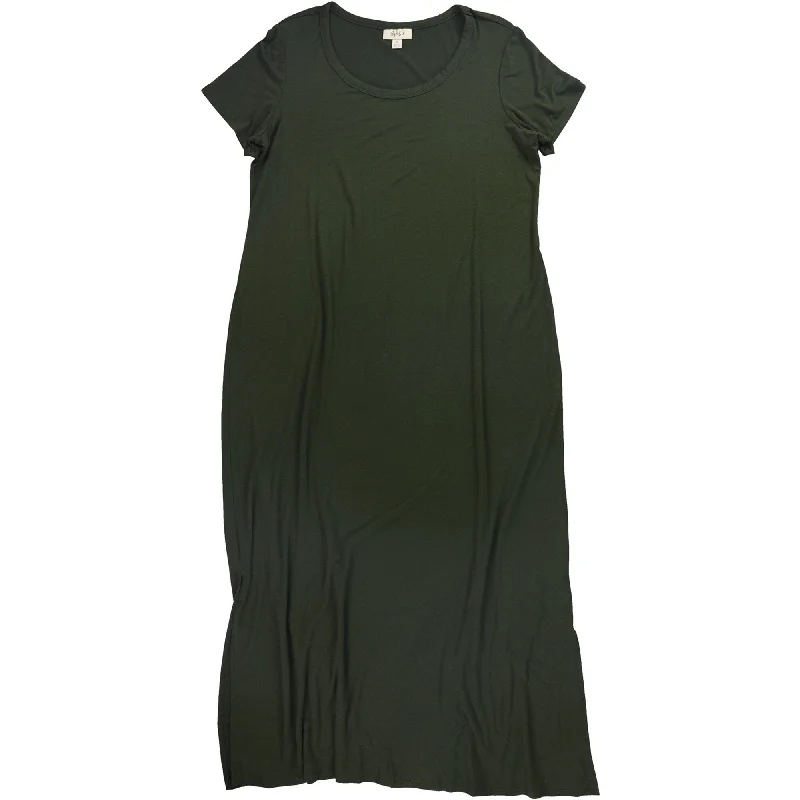 Style & Co. Womens Solid Maxi Dress, Green, 0X