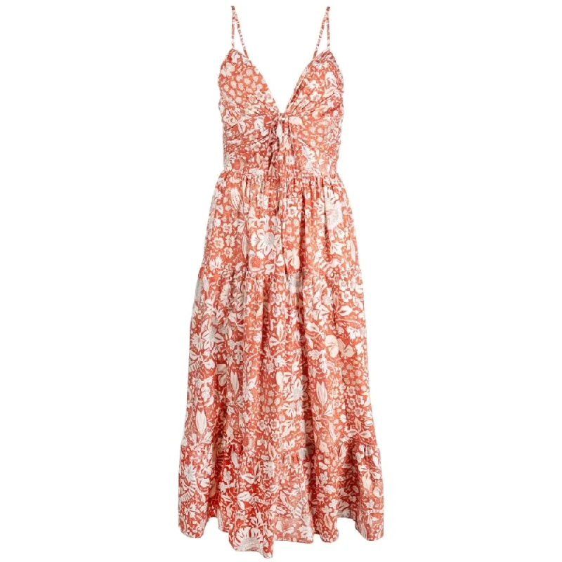 Ulla Johnson Women's Phoebe Dress Orange Blossom Floral Cut Out Halter Midi