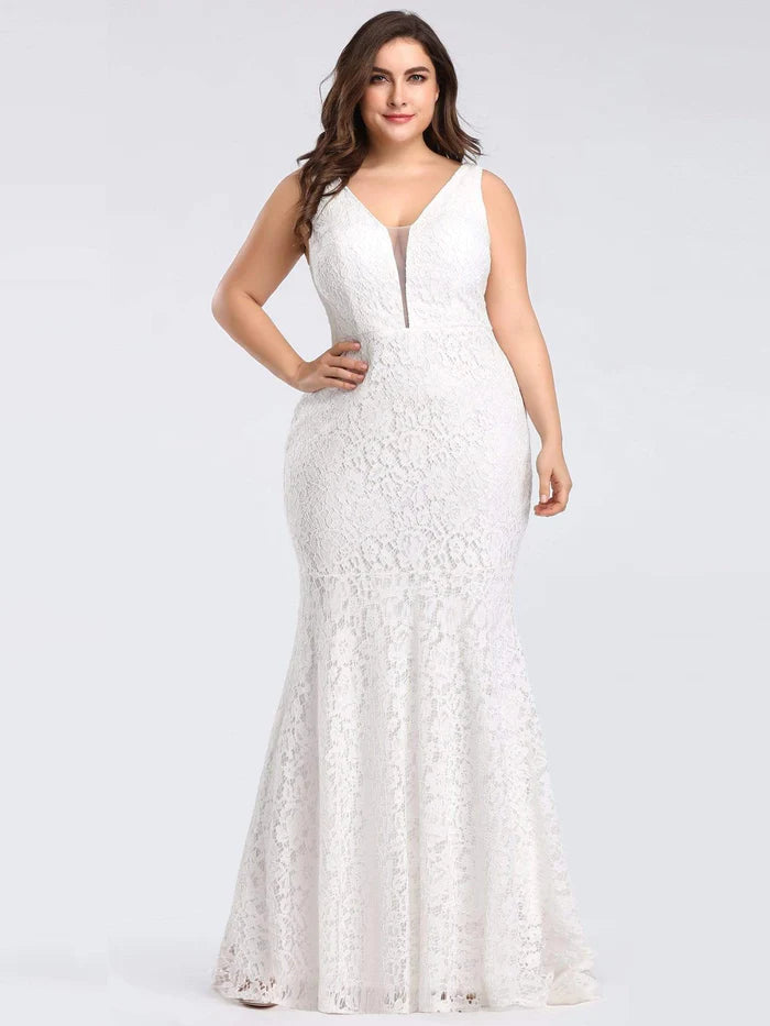 Plus Size Lace Mermaid Formal Evening Dress