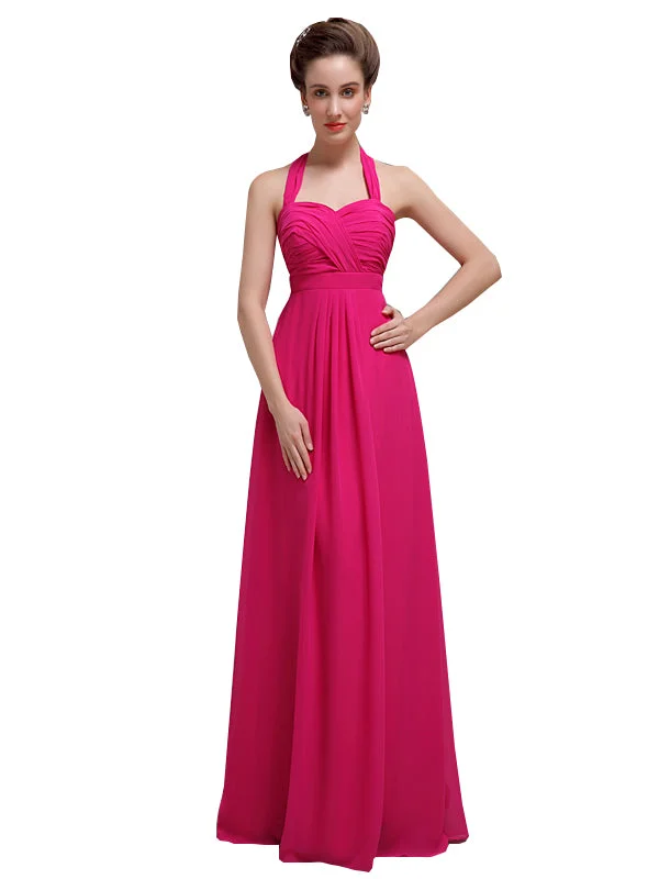 Elegant Sweetheart Halter Long Bridesmaid Dresses