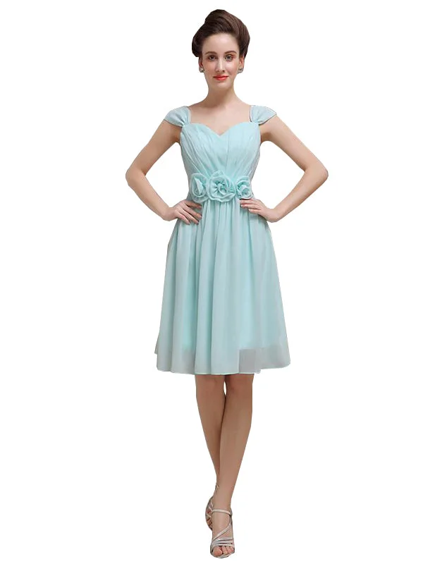 Simple Chiffon Knee-length Short Bridesmaid Dresses