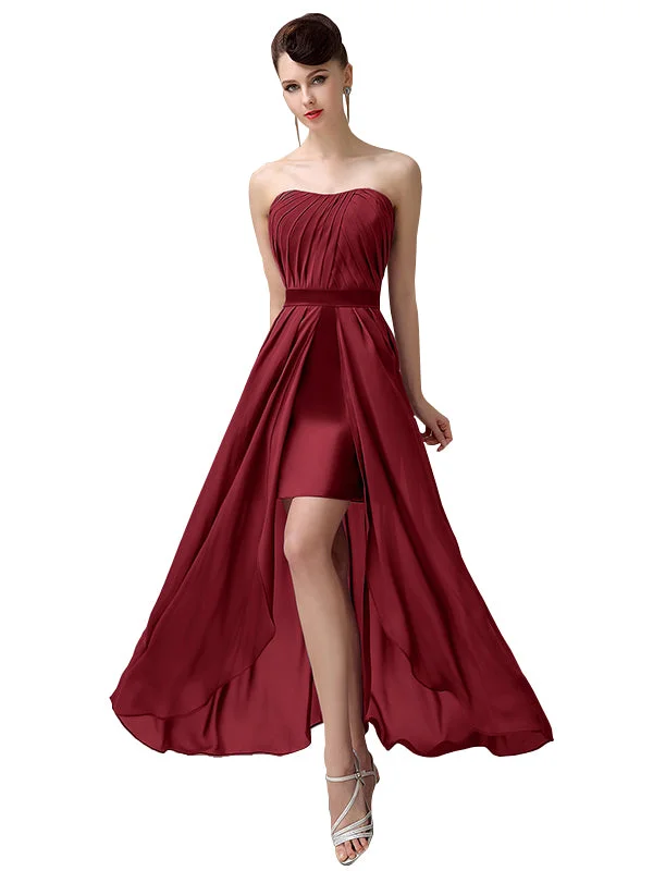 Charming A-line Chiffon Sweetheart Sexy Slit Long Bridesmaid Dresses