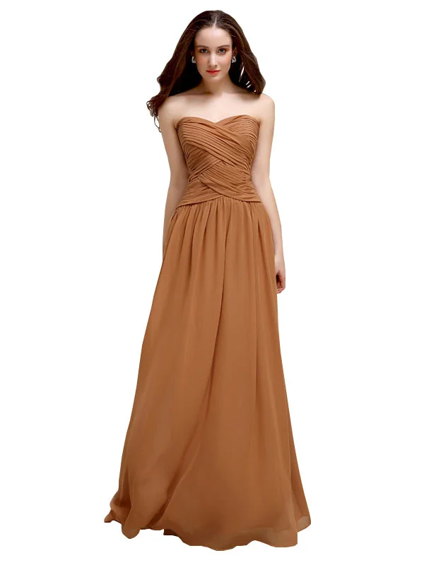 Sweetheart Long A-Line  Chiffon Bridesmaid Dresses