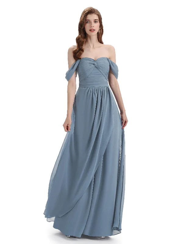 Charming Off-The-Shoulder Sweethert Floor Length Bridesmaid Dresses