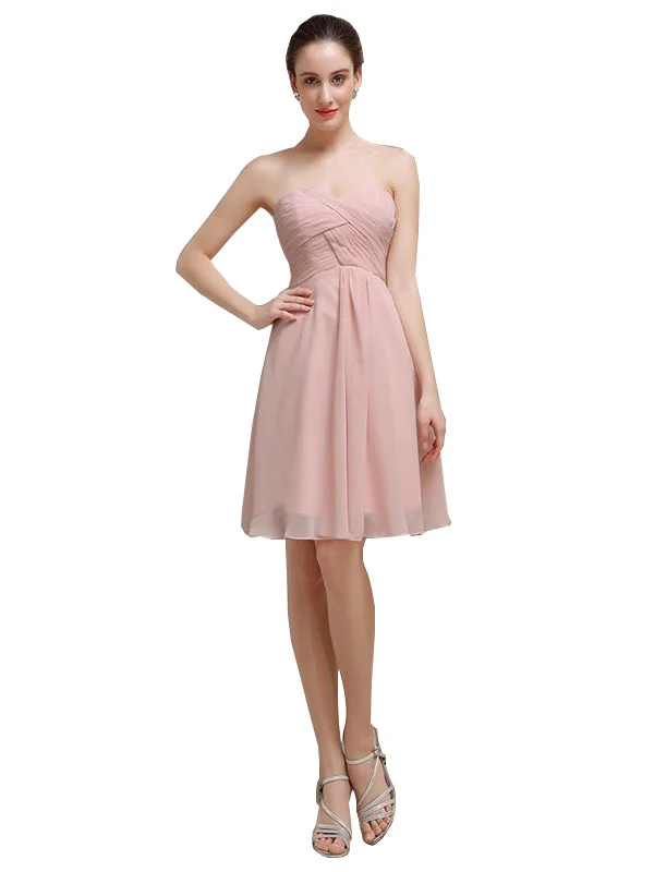 Sweetheart Pleats Chiffon Short Bridesmaid Dresses