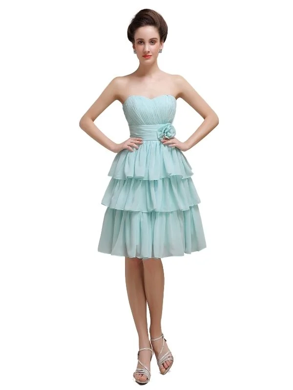 Sweetheart Pleats A-line Short Bridesmaid Dresses