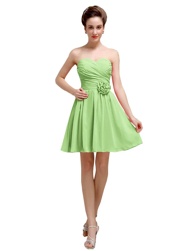 Sweetheart A-Line Short Chiffon Bridesmaid Dresses