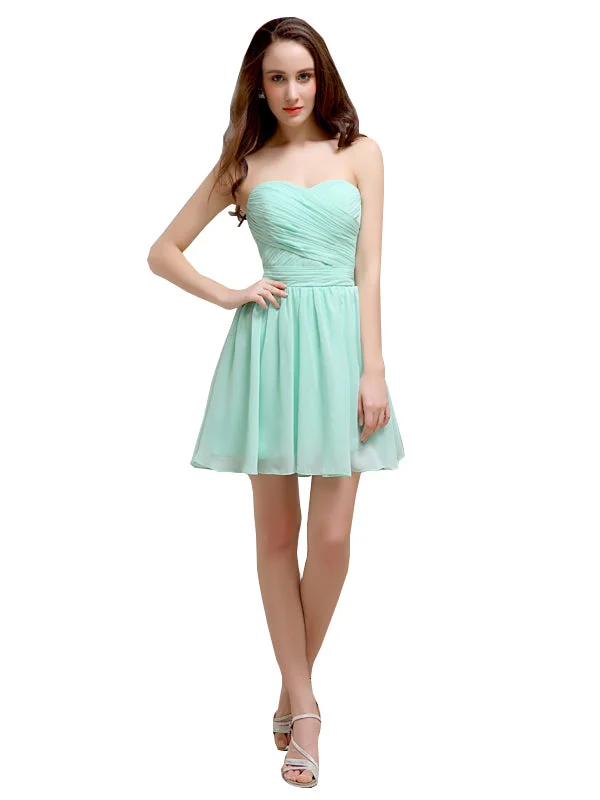 Simple Sweetheart A-Line Short Chiffon Bridesmaid Dresses