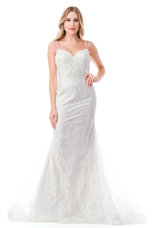 Embroidered Sleeveless Mermaid Bridal Gown by Coya MS0023