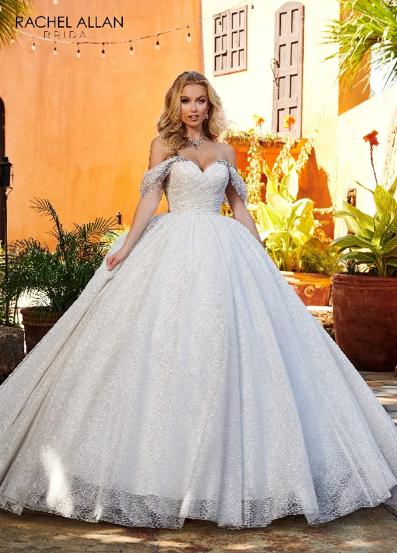 Glitter Off Shoulder Wedding Gown by Rachel Allan RB6115