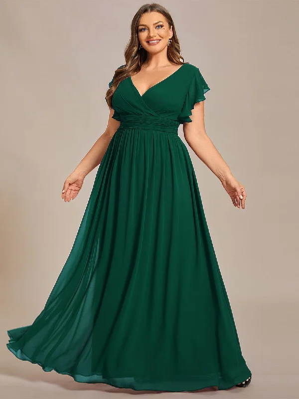 Plus Size Chiffon Pleated A-Line Back Cutout Bridesmaid Dress