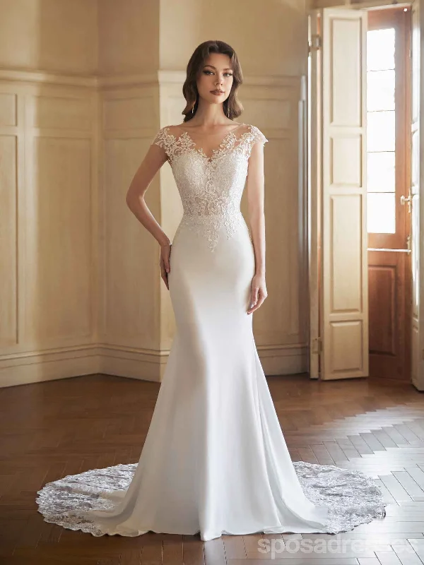 Sexy Mermaid Illusion Jewel Handmade Lace Wedding Dresses,WD809