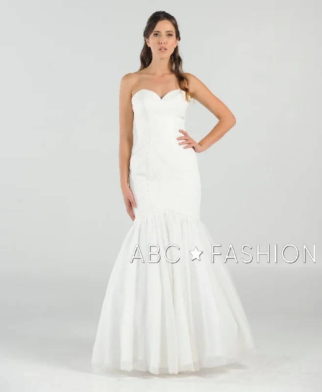 White Strapless Mermaid Dress by Poly USA 8278