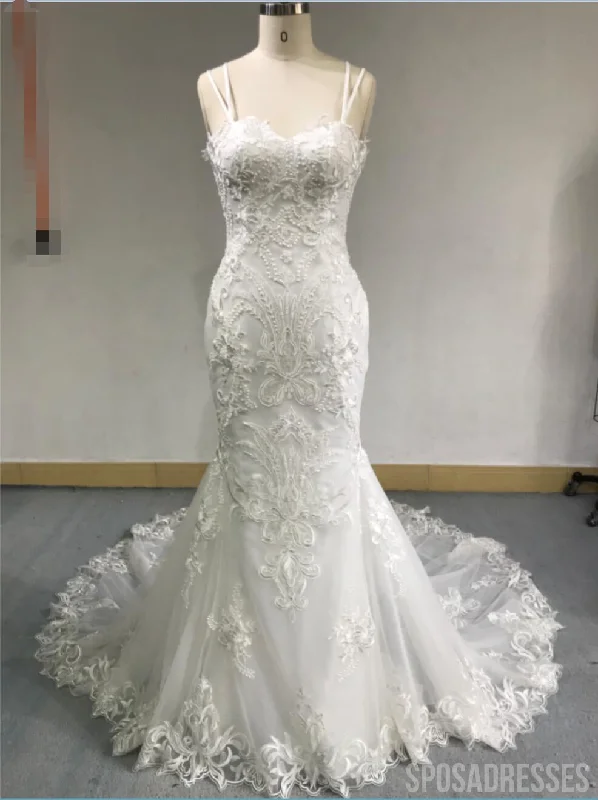 Sexy Backless Lace Mermaid Wedding Dresses, Cheap Wedding Gown, WD679