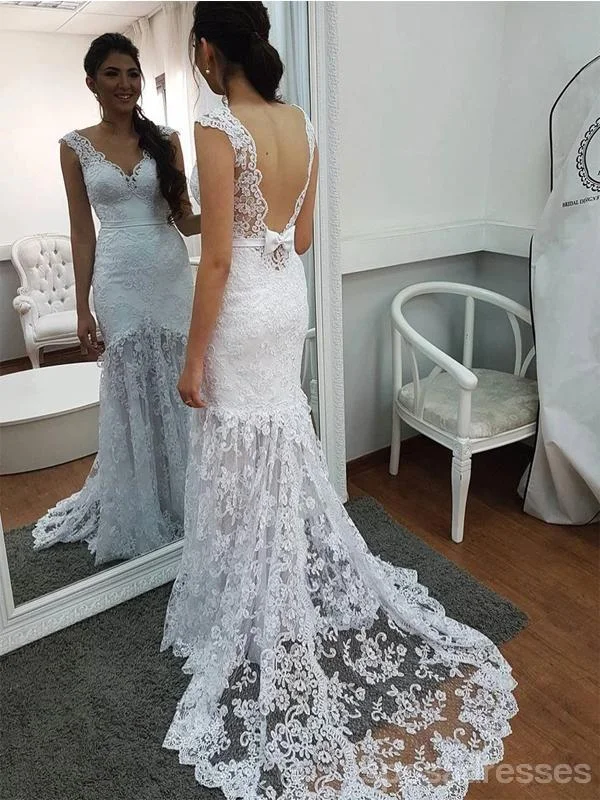 Sexy Backless Lace Mermaid Wedding Dresses Online, Cheap Bridal Dresses, WD623