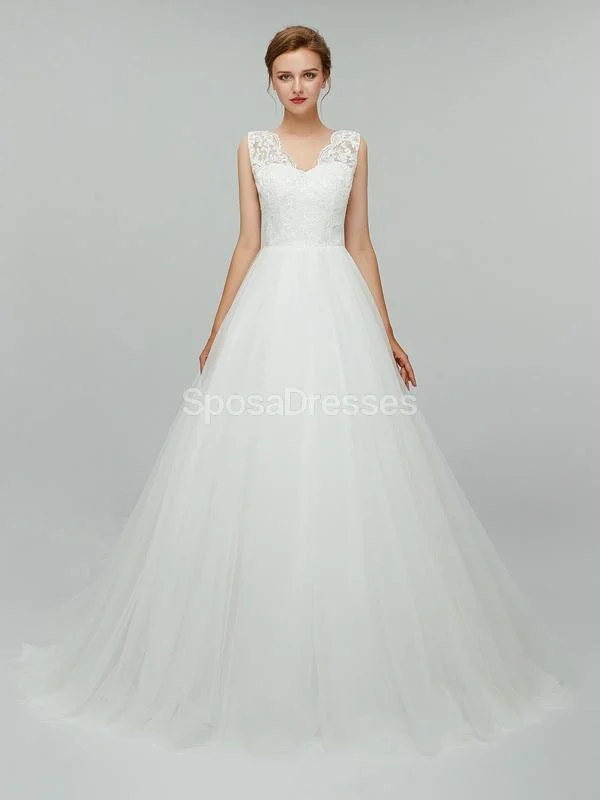 Sexy Backless Simple V-Neck Cheap Wedding Dresses Online, Cheap Bridal Dresses, WD552